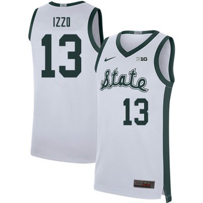 Men Michigan State Spartans NCAA #13 Steven Izzo White Authentic Nike 2020 Retro Stitched College Basketball Jersey SK32Y16GQ